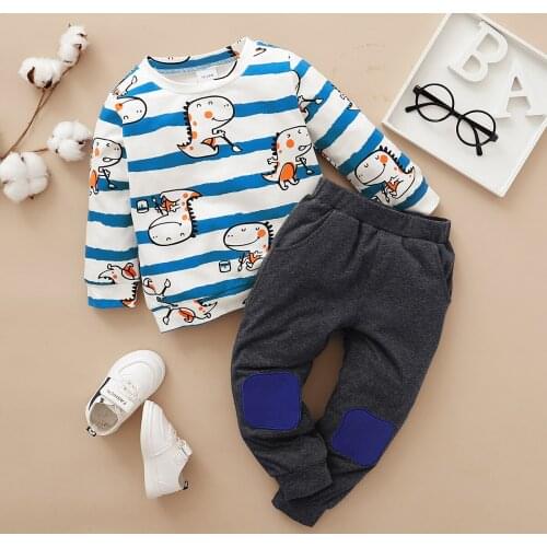 2-piece Baby / Toddler Dinosaur Striped Top and Pants Set
