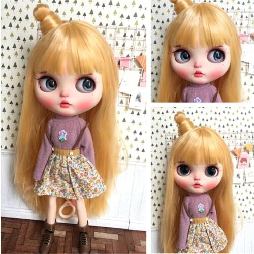ICY DBS Blyth Doll joint body white skin straight yellow golden hair BL0658 1/6 30cm, gift for girl