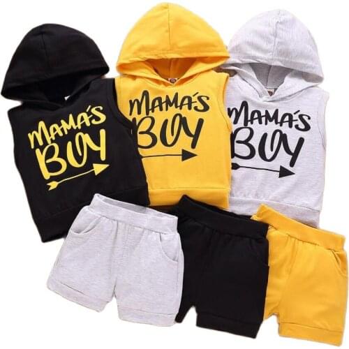 One Years Baby Boy Summer Clothes Set Hoodies Vest T shirt+Shorts Suits Infant Newborn sleeveless Casual Sports Suit