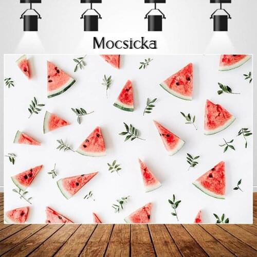 MOCSICKA Summer Watermelon Cake Smash Photographic Studio Photo Backgrounds Children 1st Birthday Portrait Photography Backdrops