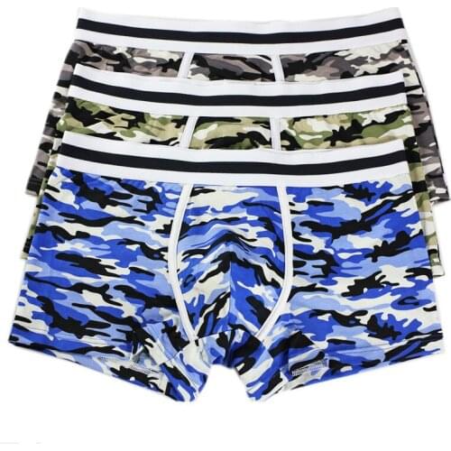 3Pcs/Lot Mens Underwear Sexy Camouflage Underpants Boxers Wholesale Mens Bulge Pouch Boxer Shorts Trunks Males Basic Bottoms