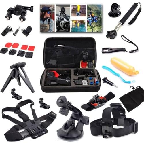 For Gopro Camera Accessory set storage bag selfie stick for gopro hero 4+ 3 2 1 Xiaomi Yi sjcam Camera Accessory 15 in 1 kit