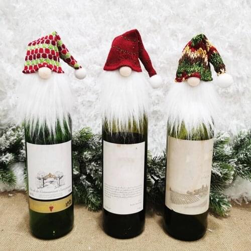 Christmas Gnome Wine Bottle Cover Toppers Claus Hat New Year Xmas Tree Hanging Ornaments Christmas Festival Party Decoration