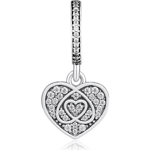 Fits for Pandora Charms Bracelets Entwined Love Beads with Clear CZ 100% 925 Sterling-Silver-Jewelry Free Shipping