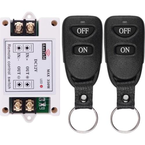 High Power 12V DC 40A 350W 1CH RF Wireless Remote Control Lighting Switch Input 12V Output 12V Wireless Receiver With Black TX