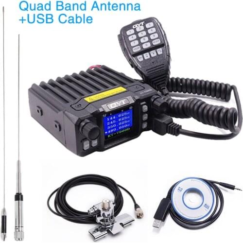 QYT KT-7900D Quad Band 136-174MHz/220-260MHz/350-390MHz/400-480MHZ 25W Mobile Radio 200 Channels Colorful Screen Mini Car Radio