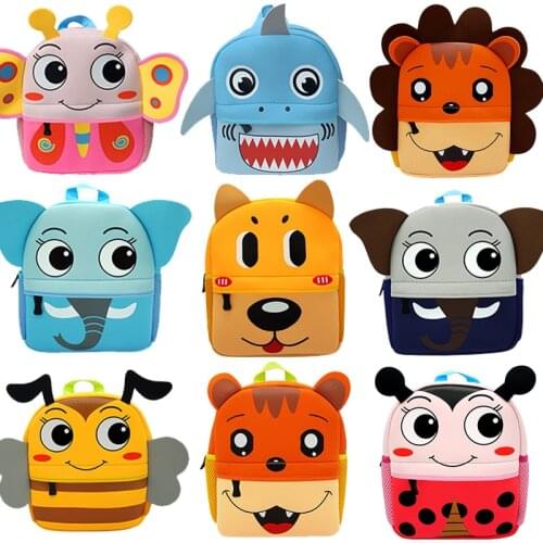 3D Cartoon Children Backpacks Girl Boys School Bags Baby Cut Toddler Kids Bag Neoprene Backpack Kindergarten Bag Brand Design
