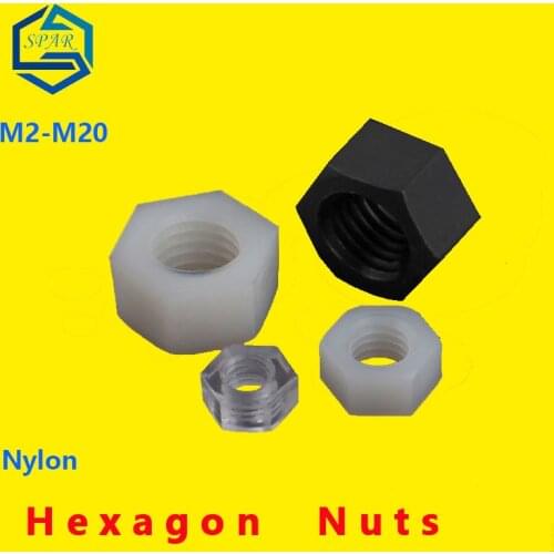 Hex Hexagon Nuts Nylon Hex Nut Plastic Nuts Nylon Plastic Insulation Metric Threaded Hex Hexagon Nut For Bolt Screw DIN934