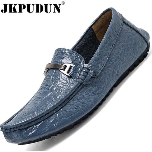 Genuine Leather Men Casual Shoes Summer Luxury Brand Italian Mens Loafers Breathable Men Moccasins Driving Shoes Plus Size 38-48