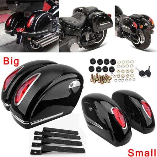 Universal Motorcycle LED Saddle Bags Side Storage Luggage Hard Trunk Saddlebags For Harley For Honda For Yamaha For Kawasaki
