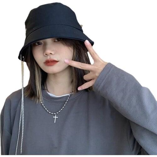 Spring and summer new female chain hip-hop shade fisherman hat Korean style cool basin hat