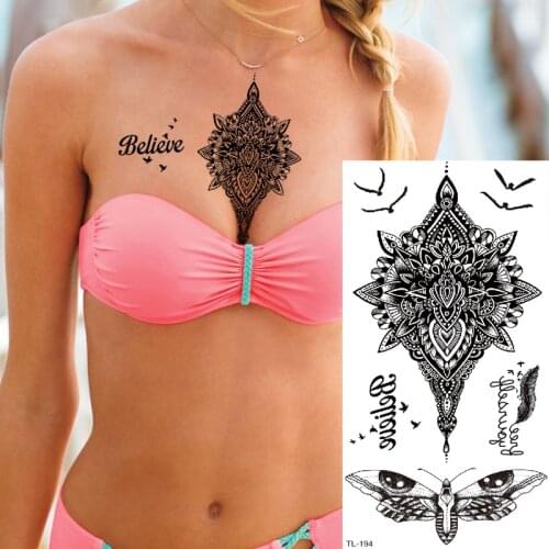 Mandala temporary tattoo sticker waterproof sexy tatoo for woman tattoo black henna indian tattoo breast stickers stickers egypt
