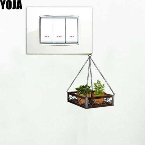 YOJA Pastoral Green Potted Plant PVC Switch Sticker Leisure Life Decor Wall Decal 15SS0185
