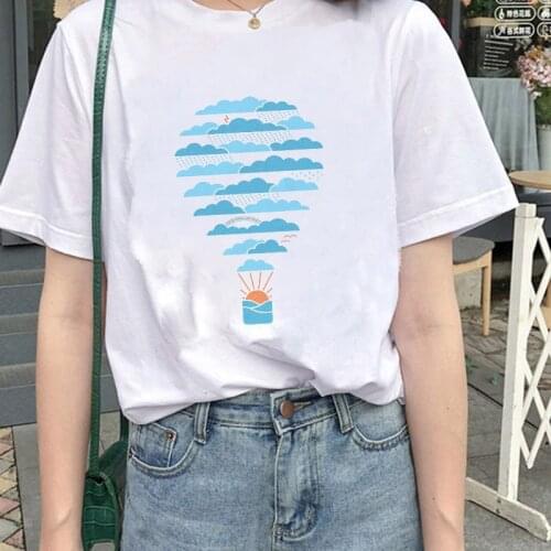 Weather Hot Air Balloon Print Ladies T-shirt Ladies Harajuku Graphic T-shirt Short Sleeve Summer T-shirt Top Casual T-shirt