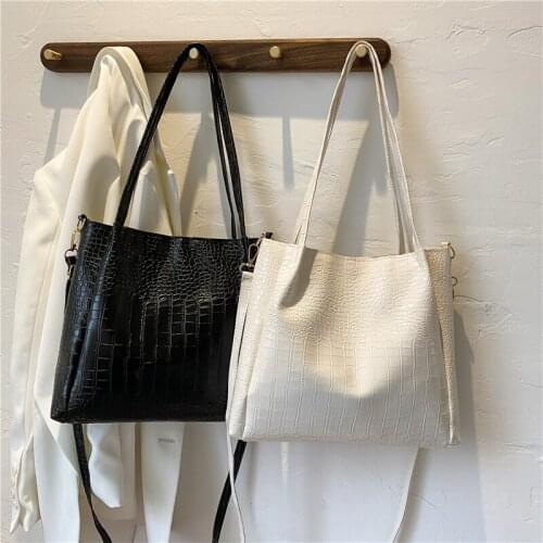 Soft PU Leather Female Bag Large Capacity Women Shopping Bag Casual Ladies Solid Color One Shoulder Tote Bags 2021