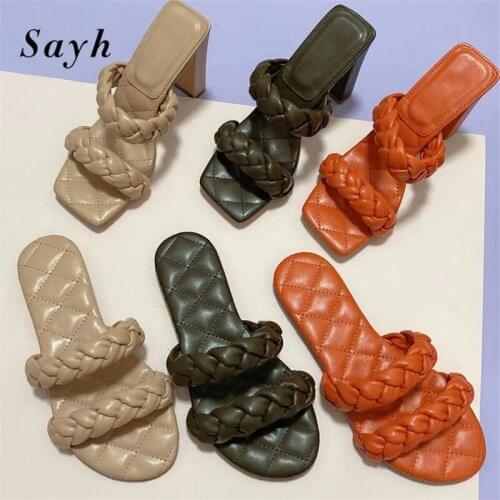 Women Sandals Shoes High Heels Stilettos Pumps Open Toe Braided Mules Casual Summer Shoes