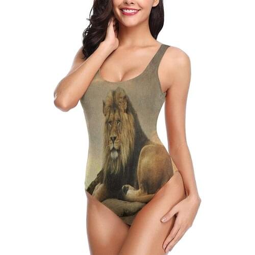 Womens Sexy One-Piece Swimsuits Bikini Bathing Suit Monokini Swimwear African Lion Cool