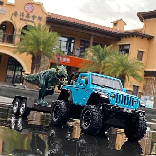 1/20 Scale Rubicon 1941 Dinosaur Trailer Set Diecast Alloy Car Model Collection Children Boy Toy Kids Gift Decorations For Home