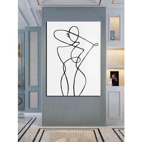 100% Hand Painted Abstract Modern Kids Room Wall Decor Art Lines Figures Simple Paintings Canvas Wall Art Large Size No Frame