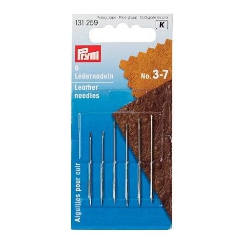 131259 Germany PRYM Leather needles, No. 3-7, assorted, silver-coloured