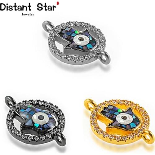 18*12mm Round Exquisite DIY Bracelet Jewelry Accessories Making Necklace Pendant Connector Abalone Shell Copper Zirconia Hole