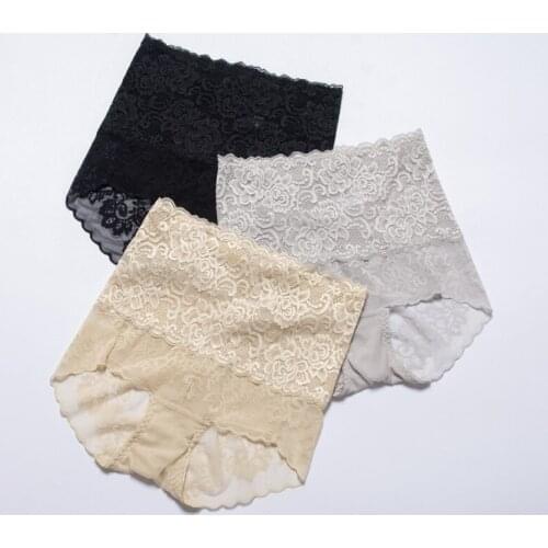 2019 Womens High Waist Naturl Silk Flat Angle Female Underpants Abdomen and Buttocks Body Shaping Breathable Silk Underwear