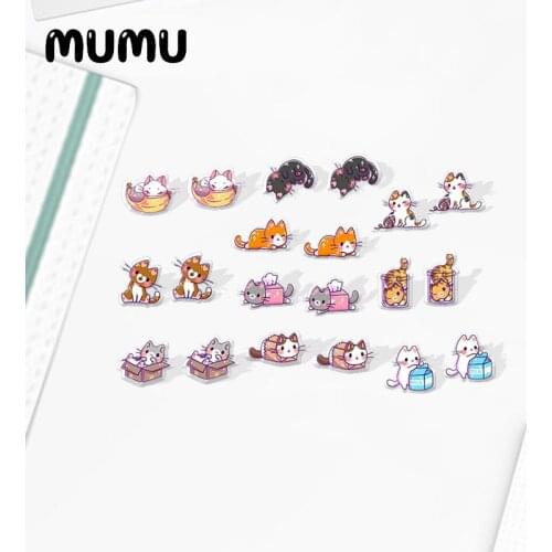 2020 New Naughty Cat Stud Earring Lovely Cats Acrylic Earring Sweet Handmade Earrings Epoxy Jewelry Gifts Girls