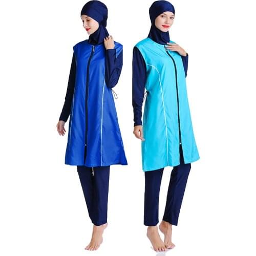 3XL muslim swimsuit plus size swimwear women muslim swimwear Nylon Burkini Swimming maillot de bain femme musulmane zipper