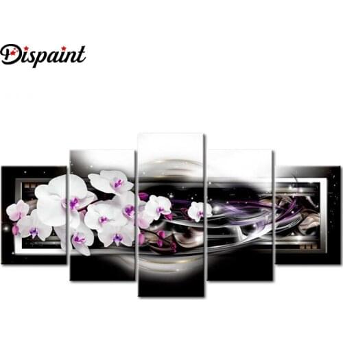 Dispaint 5pcs Full Square/Round Drill 5D DIY Diamond Painting "Flower orchid" Multi-picture Combination Embroidery 5D Decor