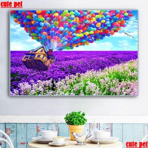 Diamond Painting Cross Stitch Lavender hot air balloon diy painting toolbox decorative 3d 5d full diamond painting embroidery