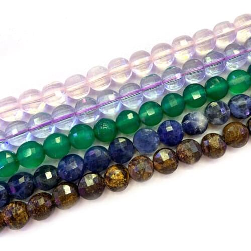 5-6mm Natural Rose Quartzs Amethysts Aagates Sodalite Bronzite Beads Faceted Coin Spacer DIY Loose Beads For Jewelry Making Gift