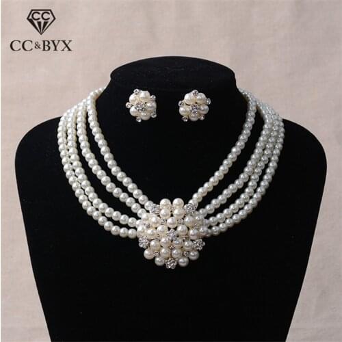 CC Wedding Jewelry Sets Pearl Necklace Stud Earrings Pendant Engagement Accessories For Bridal Bridesmaids Romantic Gifts TL203