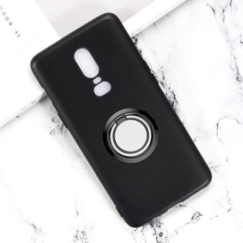 For OnePlus 6 Back Ring Holder Bracket Phone Case Cover Phone TPU Soft Silicone Cases for OnePlus 6 A6003 6.28"