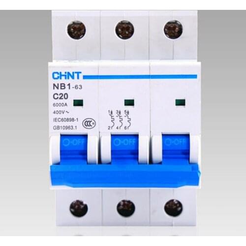 CHINT Circuit Breaker NB1-63 3 Pole 6KA C1A 2A 3A 4A 6A 10A 16A 20A 25A 32A 40A 50A 63A MCB Mini Circuit Breaker