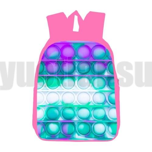 Family Games Pop Fidget Bag Cartoon 3D Pink Anime Push Bubble Bookbag Children 12/16 Inch POP It Backpack Teens Laptop Computer