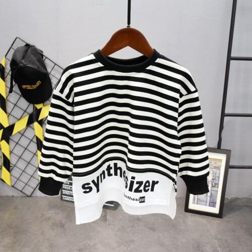 Childrens Boys T Shirt Baby Cotton Clothing Spring and Autumn T-shirt Kids Striped Top Tee Size 2-7Year