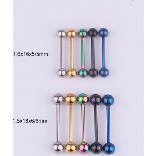 High Quality 1PC 16/19mm Medical stainless steel Labret Stud tongue nail Titanium Plated Piercing Tongue Stud Body Jewelry