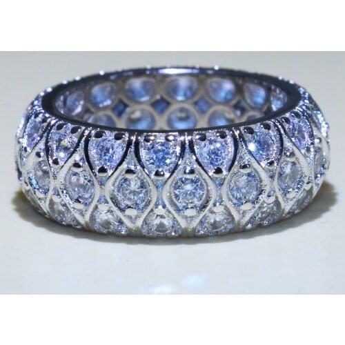 Vintage Fashion Jewelry Fish Eyes Rings 925 Sterling Silver Fill High Quality Pave 5A Cubic Zirconia Wedding Band Circe Ring Set