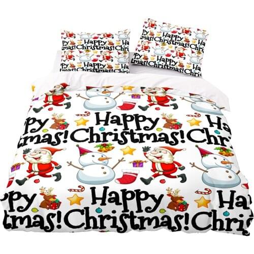 Santa Claus And Snowman Pattern Duvet Cover Set 175x220 With Pillowcase,220x240 Quilt Cover,Blanket cover,King Bedding Set