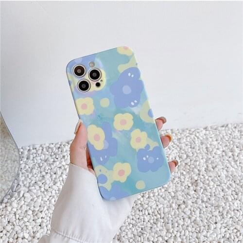 Retro sweet Summer Cool yellow flowers Japanese Phone Case For iPhone 11 12 Pro Max Xs Max XR Xs 7 8 Plus 7Plus case Cute Cover