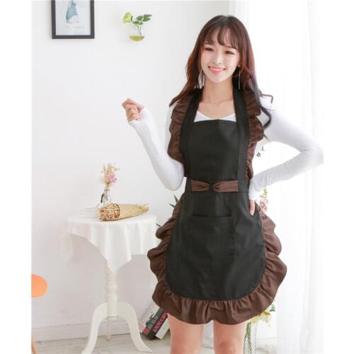Korean Ruffles Aprons for Woman Lovely Coffee Milk Tea Shop Beauty Salon Flower Shop Bib Home Kitchen Apron Baking Accessories