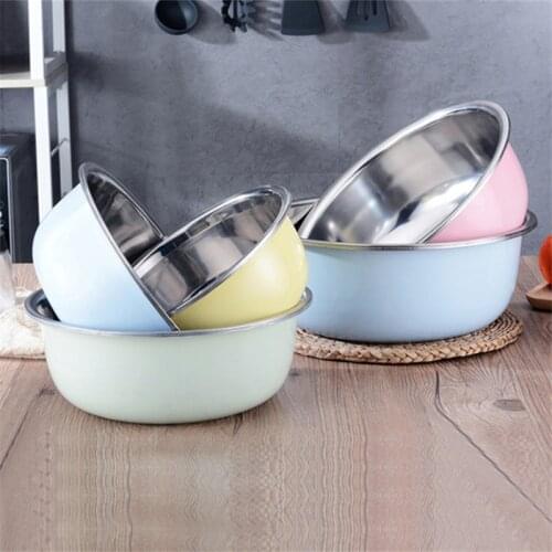 Stainless Steel Basin Household and Noodles Color Round Soup Pot Thickened Egg Bowl Small Kitchen Large Rice Pot Set