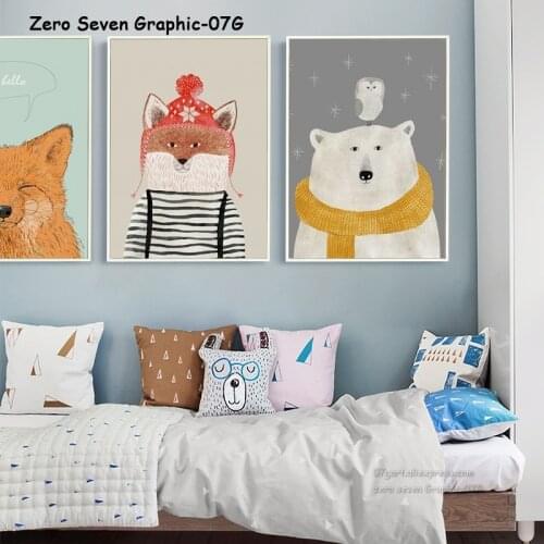 Cartoon Animal Polar Bear Canvas Poster And Print Wall Picture Art Childrens Room Home Decoration