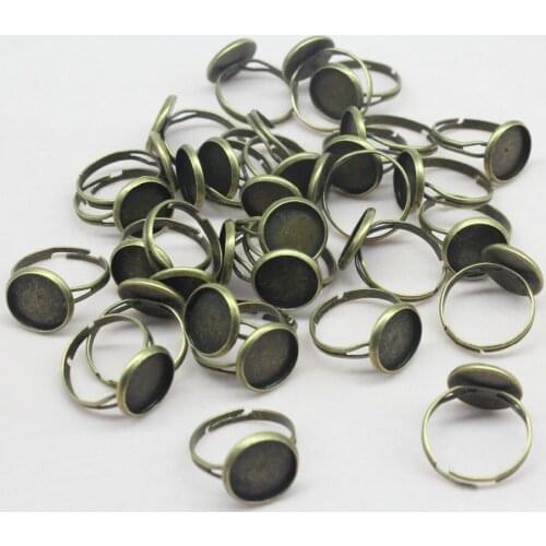 Set of 50pcs Jewelry Findings supply ring cameo base setting ring Setting Cabochon Frame fit 16mm made of brass