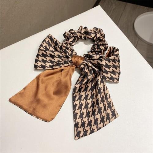 2021 New Plaid Bow Knot Hair Ties Streamer Rubber Band Tie Hair Rope Korean Headdress for Women Fashion Hair Accessories