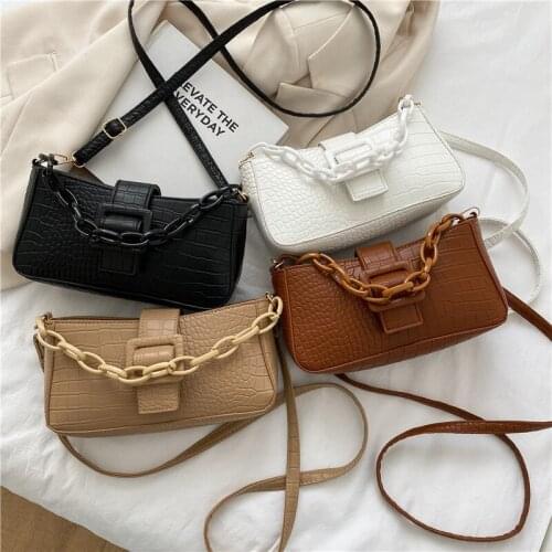 2021 New Crocodile Pattern Womens Bags Casual Shoulder Messenger Bag Chain Bag Small Womens Square Bag Ladies Handbags Purses