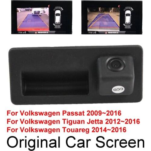 For VW Passat Tiguan Touareg Jetta 09-16 Original Car Screen Dynamic Trajectory Upgrade Reverse Parking Rear Camera Trunk Handle