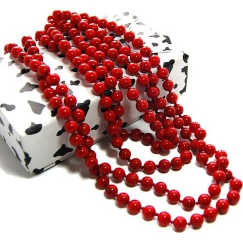 Factory price dual-use 100 cm 6 mm China red natural bamboo sea coral necklace fashion jewelry free shipping