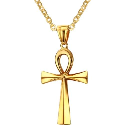 43.6mm Titanium Steel Anka Cross Pendant Golden Egyptian Cross N00594