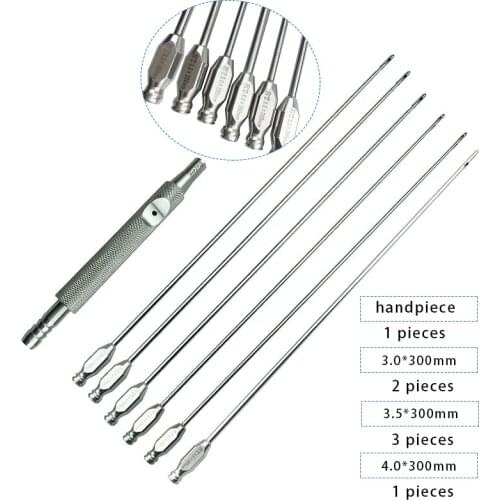 Liposuction Handpiece Suction Handle with 6pcs Cannulas 3.5mm for Leg Arms Liposuction Fat Remove Needle